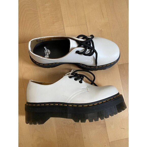 Dr. Martens Women white "1461 Quad" platform lace up shoes *Missized - Picture 2 of 10